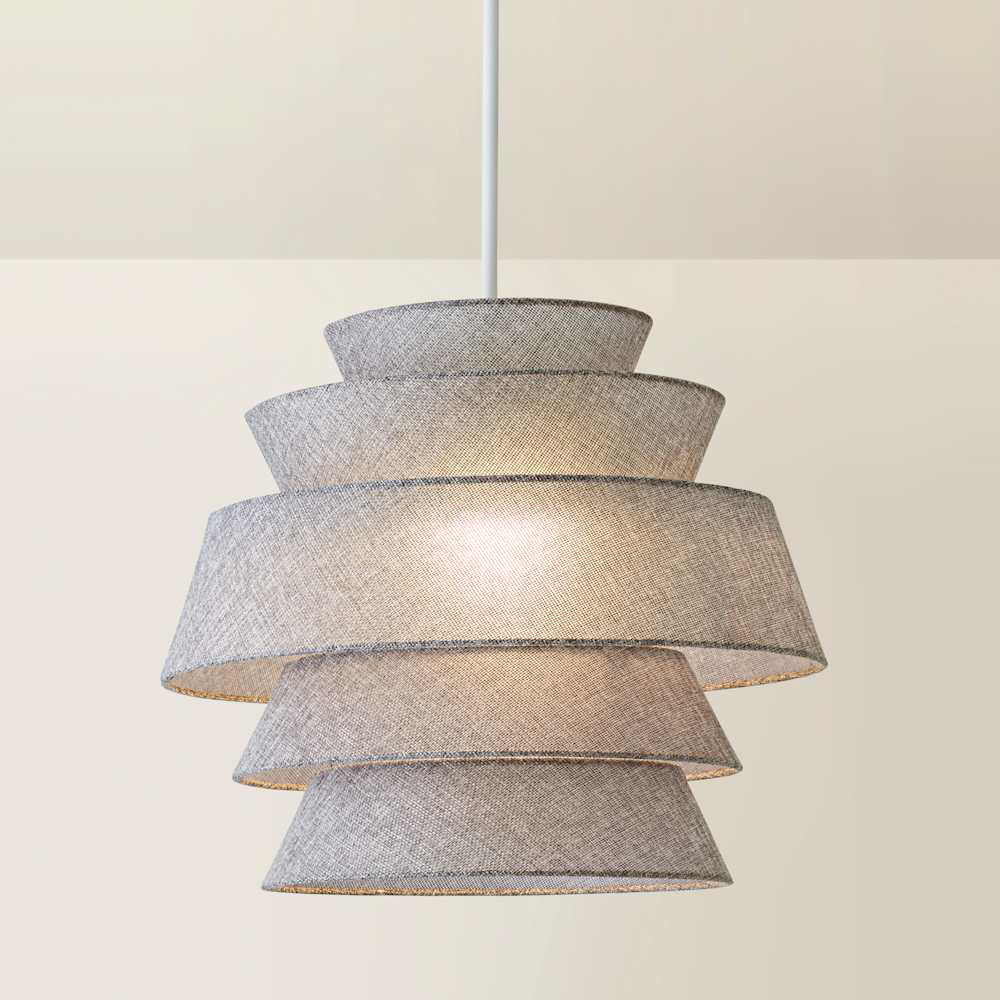 ValueLights Valerie 5 Tier Grey Linen Ceiling Lamp Shade Image 4