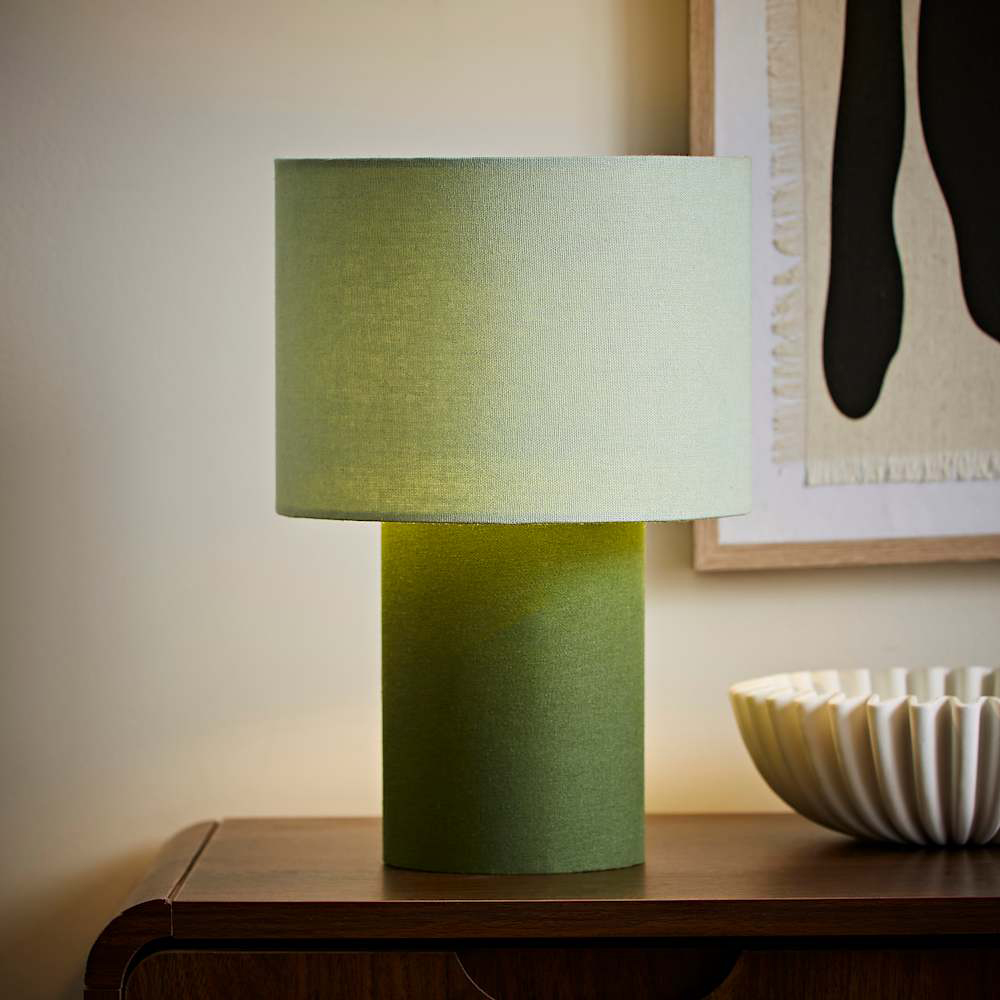 ValueLights Bobby Green Clash Duo Fabric Table Lamp and Bulb Image 6