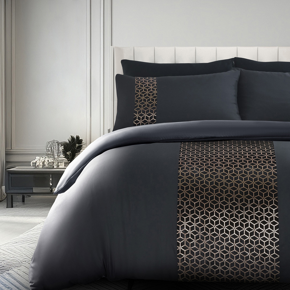 Velosso Sephora Super King Size Black and Gold Duvet Set Image