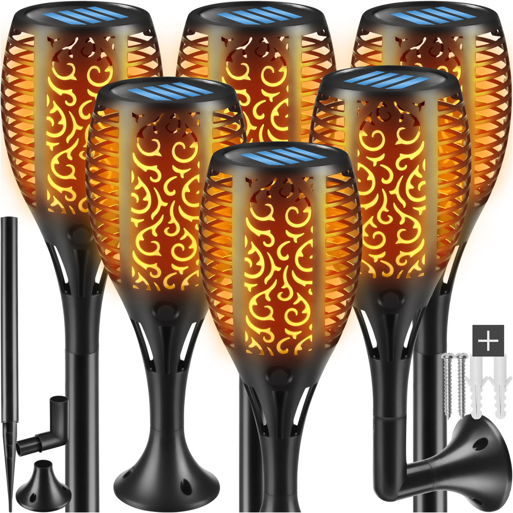 tectake Flame Design LED Solar Garden Light 6 Pack Image 2