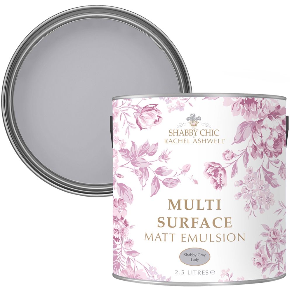 Shabby Chic by Rachel Ashwell® Shabby Gray Lady Matte Emulsion Multi Surface Paint 2.5L Image 1