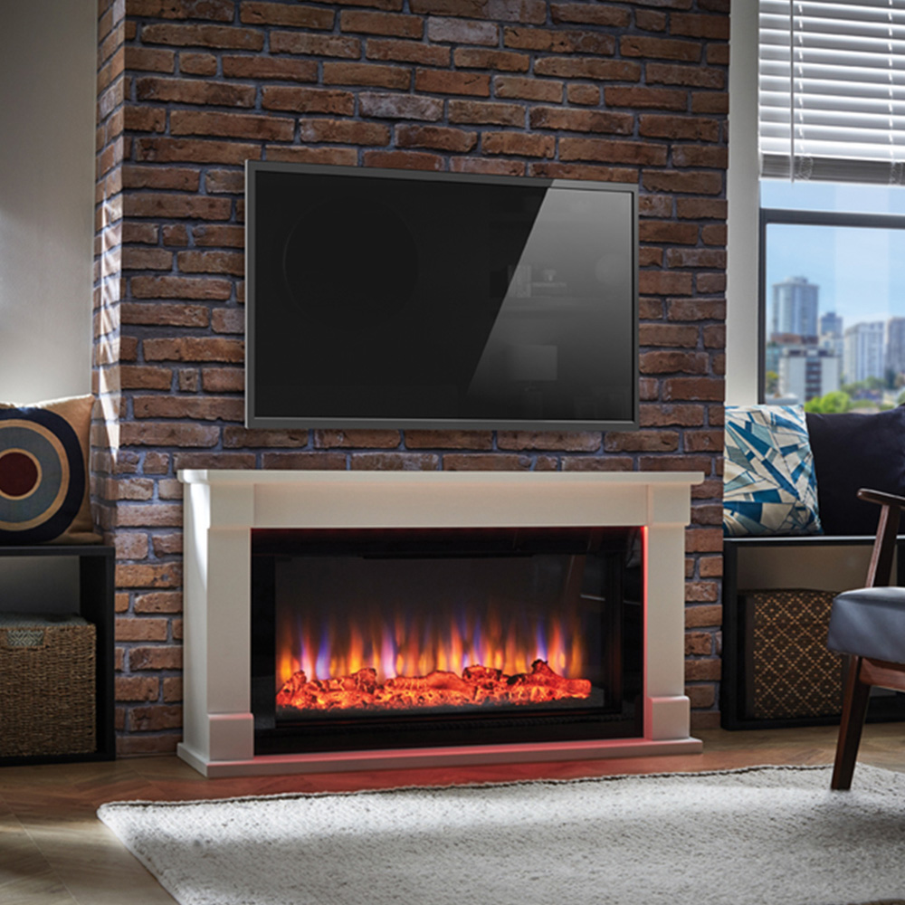Suncrest Bradbury Ambience White and High Gloss Black Textured Electric Suite Image 5