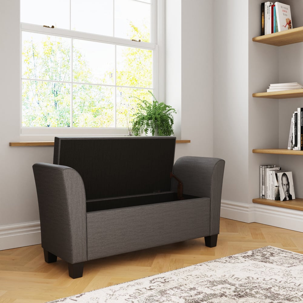 GFW Verona Charcoal Grey Upholstered Window Seat Image 7