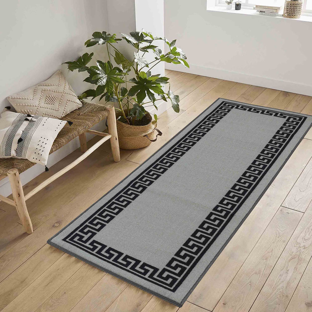 Desire Rugs Havana Grey Greek Key Anti Slip Door Mat 220 x 67cm Image 2