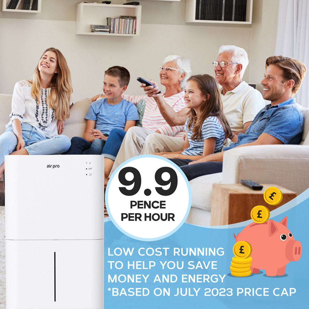 Air Pro White Portable Whisper-Quiet Peltier Technology Wi-Fi Dehumidifier with Remote 20L Image 7