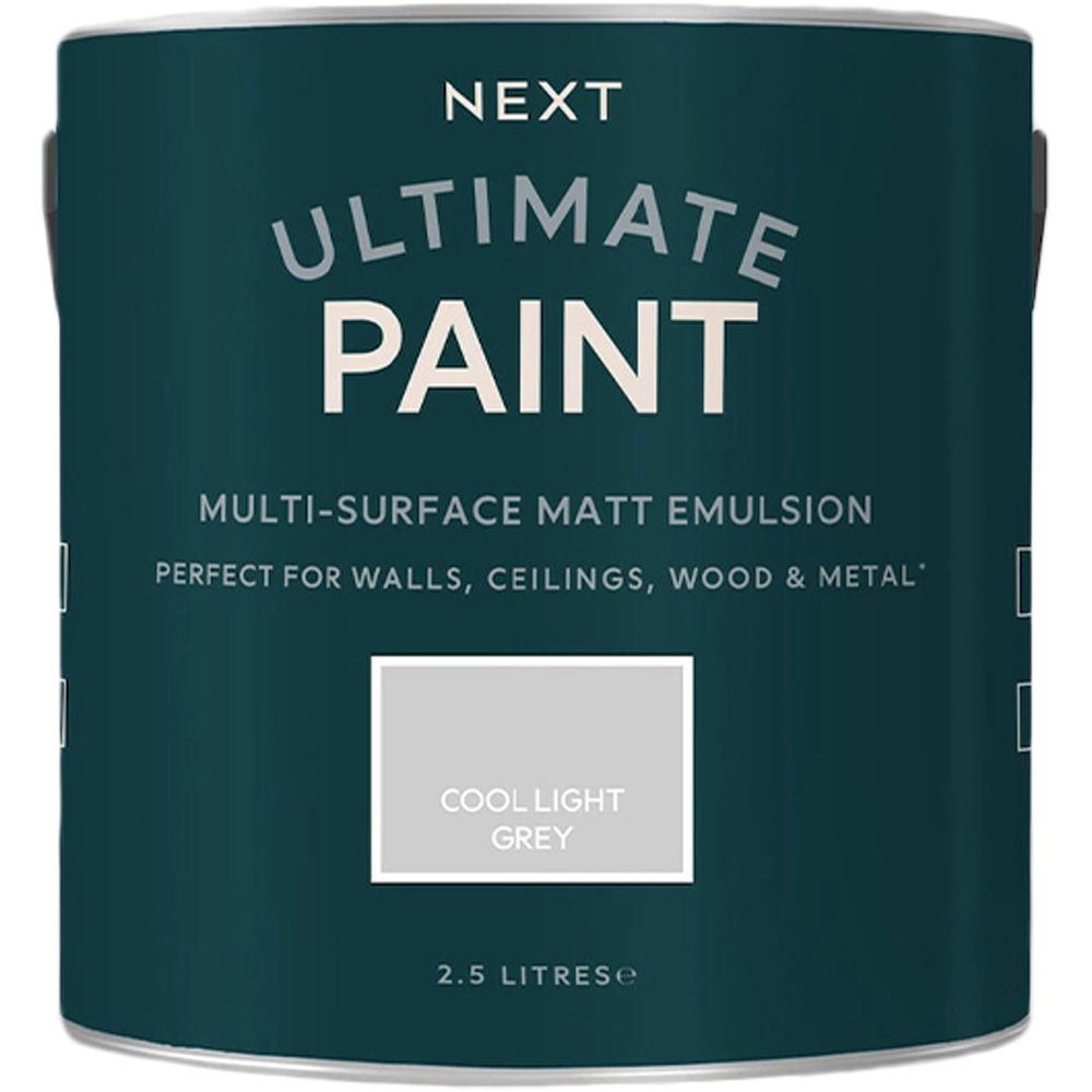 Next Ultimate Multi Surface Cool Light Grey Matt Emulsion Paint 2.5L Image 2