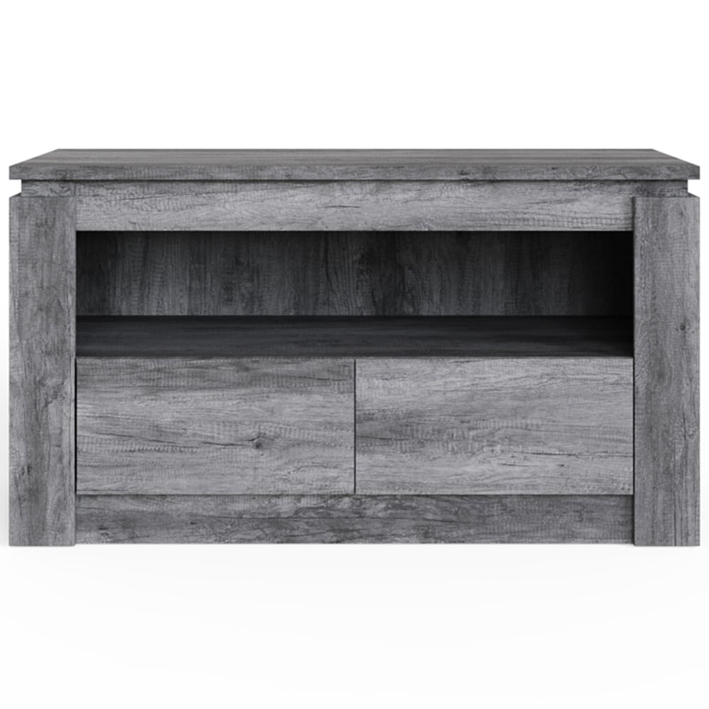 GFW Canyon 2 Drawer Single Open Shelf Charcoal Grey TV Unit Image 3