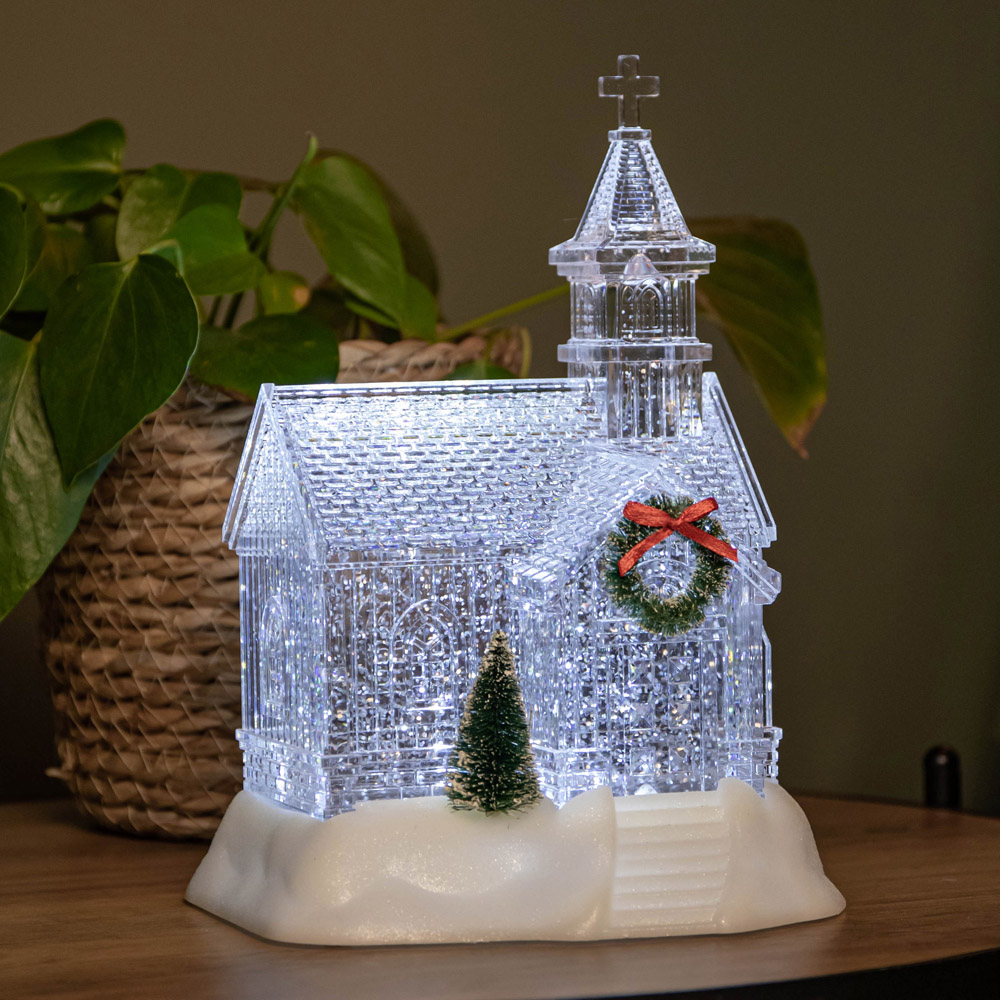 Samuel Alexander Church with Swirling Glitter Christmas Decoration 23cm Image 2