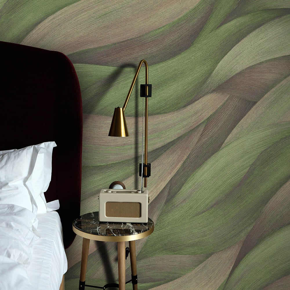 Erismann Leaf Waves Green Wallpaper Image 4