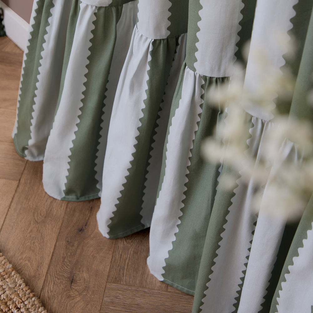 Furn Birdie Bay Green and Mist Stripe Cotton Fully Lined Pencil Pleat Curtains 229 x 229cm Image 4