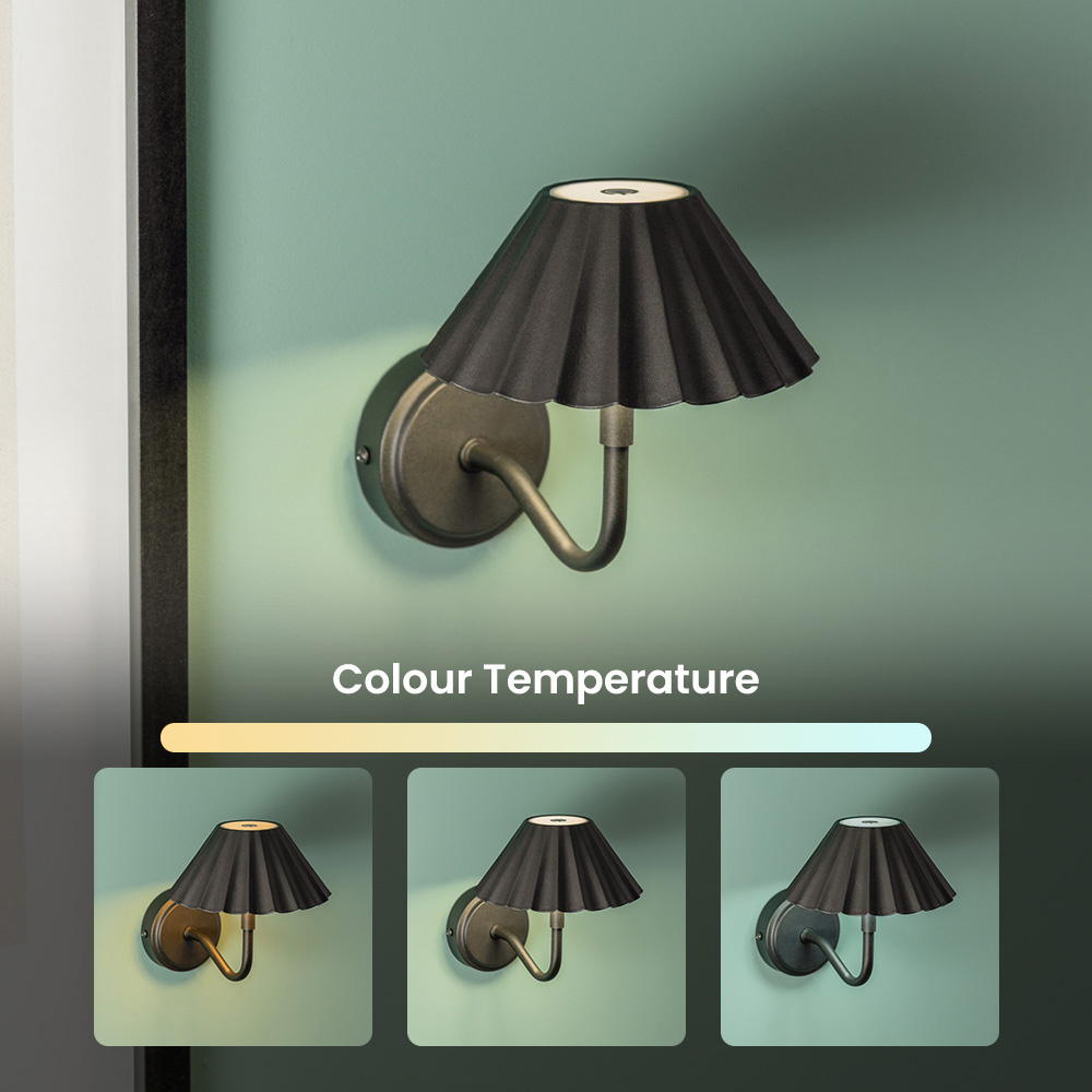 ValueLights Avery Black Easy Fit Rechargeable LED Wall Light 2 Pack Image 7