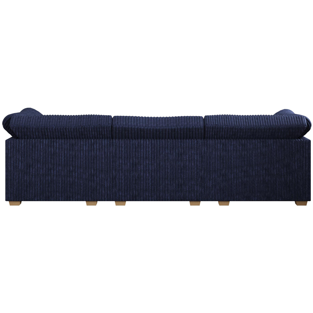 Nestle 5 Seater Navy Plush Faux Fur Fixed Back U-Shape Sofa Image 5