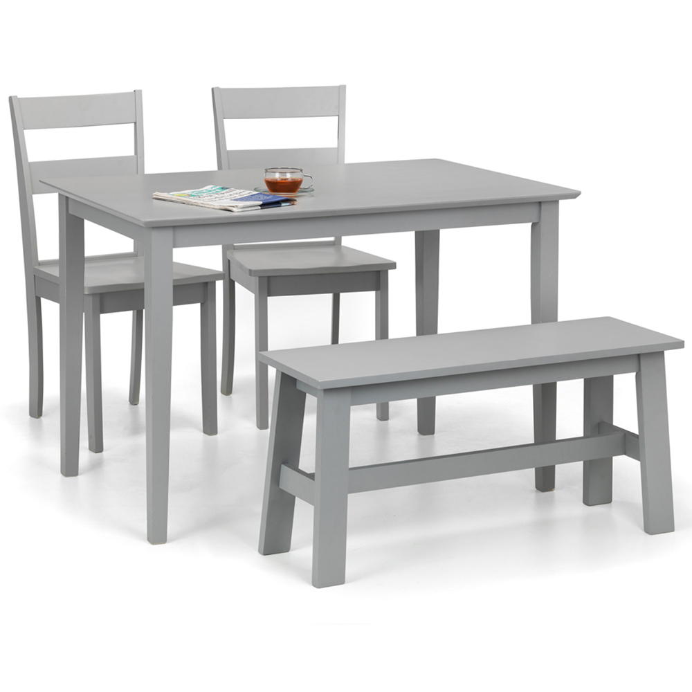 Julian Bowen Kobe 4 Seater Dining Set with Bench Grey Image 2