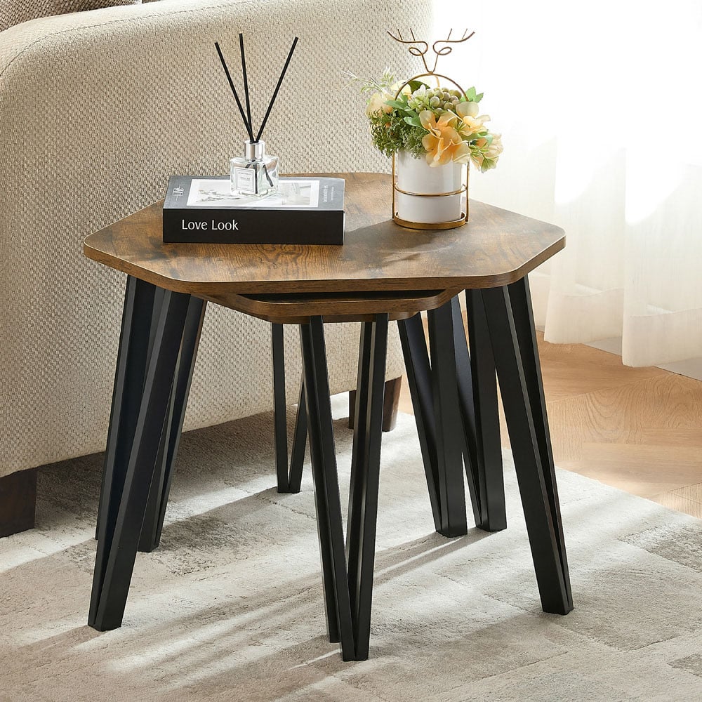 Vida Designs Brooklyn Dark Wood Nest of Tables Set of 3 Image 5
