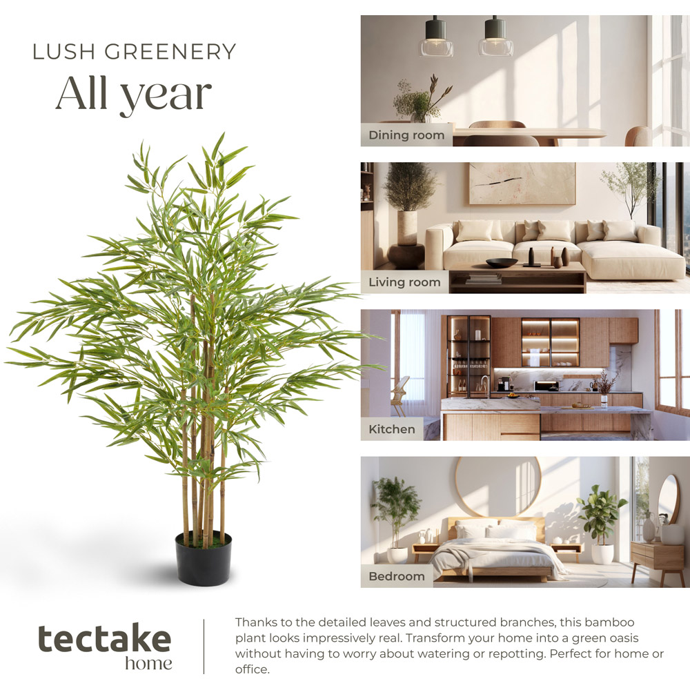tectake Artificial Bamboo Plant in Pot 150cm Image 7
