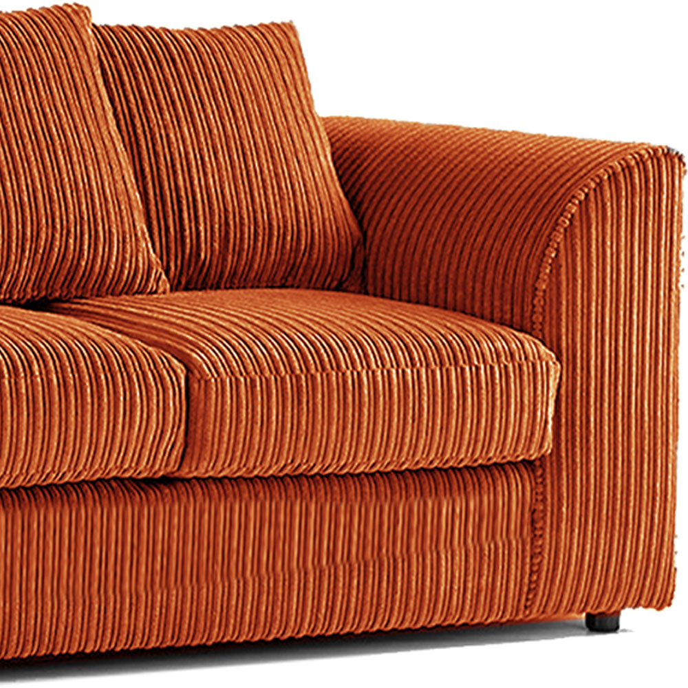 Luxor 6 Seater Orange Jumbo Cord Scatter Back Sofa Suite Image 4