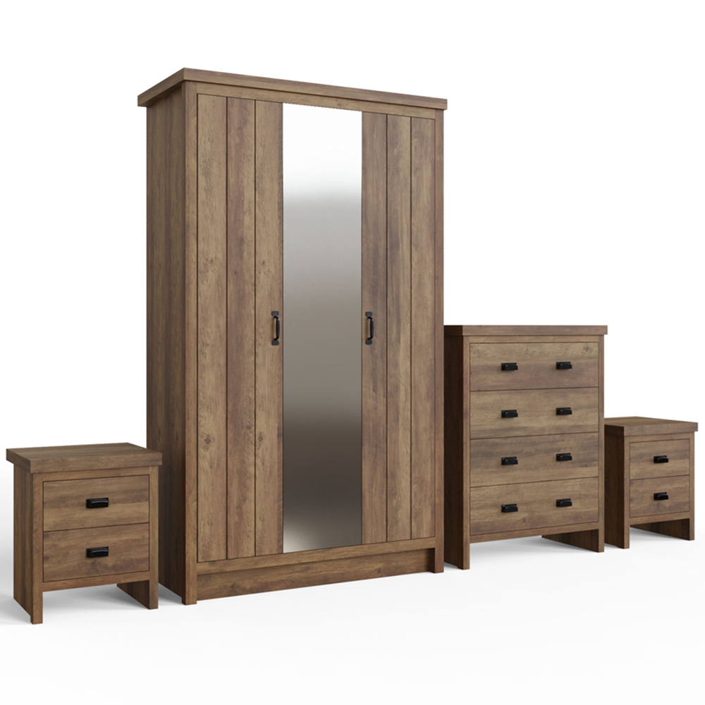 GFW Boston Knotty Oak 4 Piece Bedroom Furniture Set Image 2