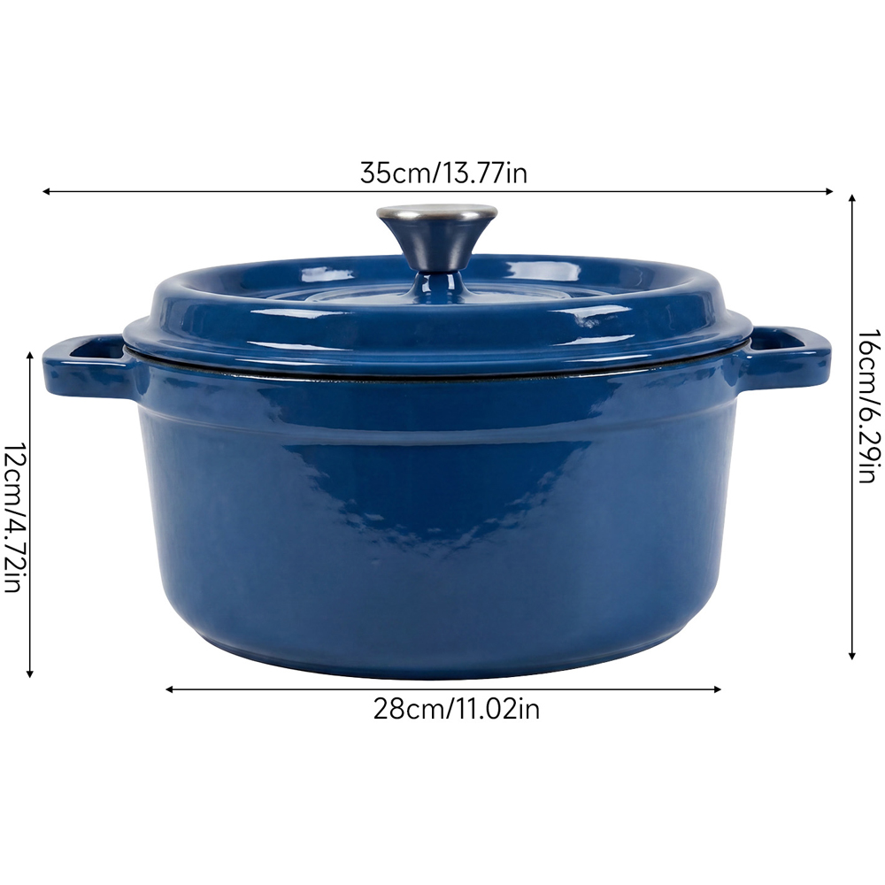 Living and Home Dark Blue Enamelled Cast Iron Dutch Oven Pot 6L Image 8