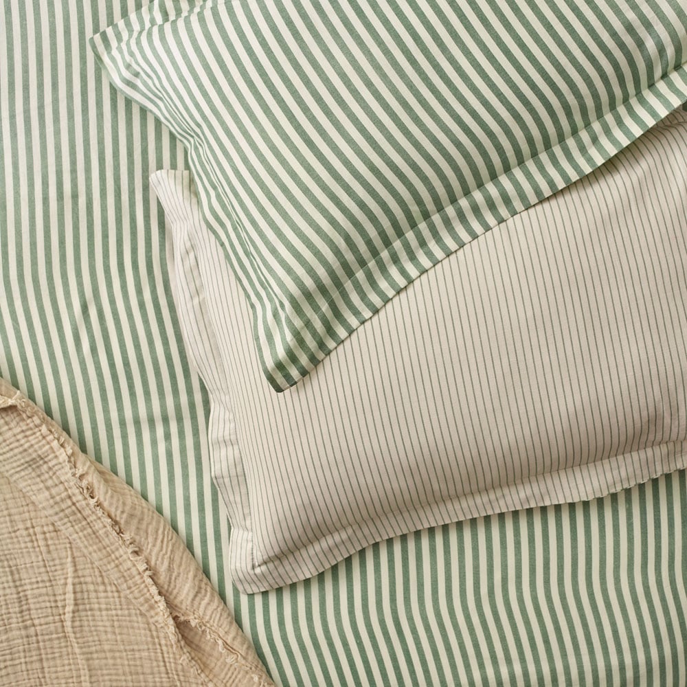 Yard Hebden King Size Melange Stripe Cotton Forest Duvet Set Image 4