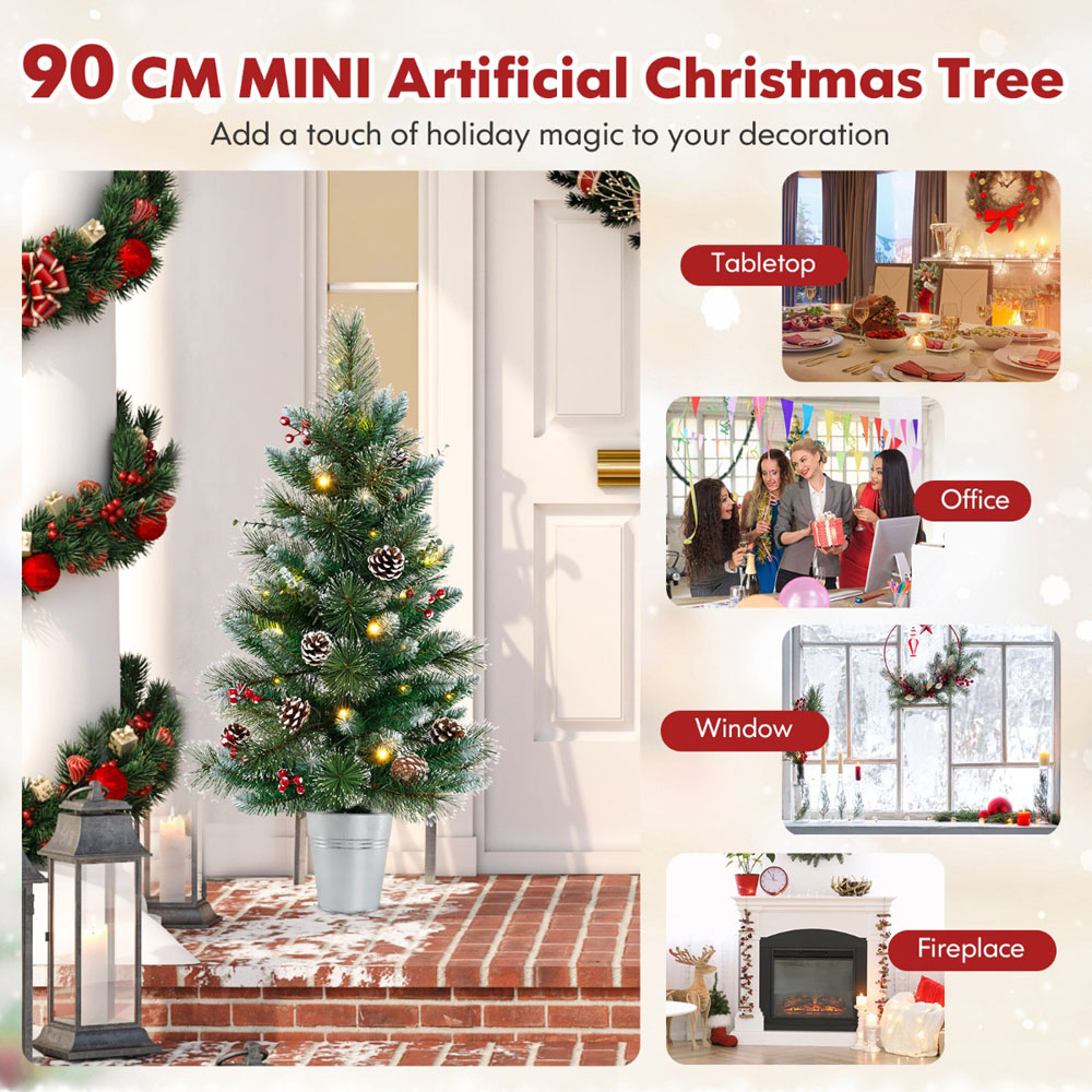 Costway 20 Warm White LED Pre-Lit Artificial Christmas Tree 3ft Image 7