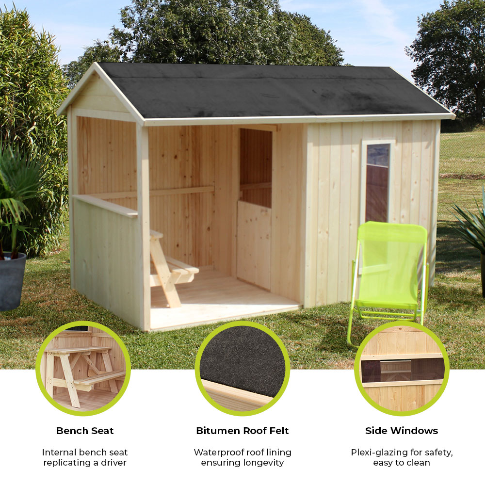 Soulet Jazz 8 x 5ft Kids Wooden Playhouse with Canopy and Bench Image 8
