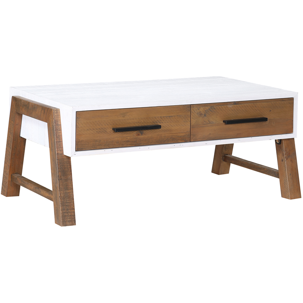 Baumhaus Trinity 2 Drawer White and Brown Coffee Table Image 3