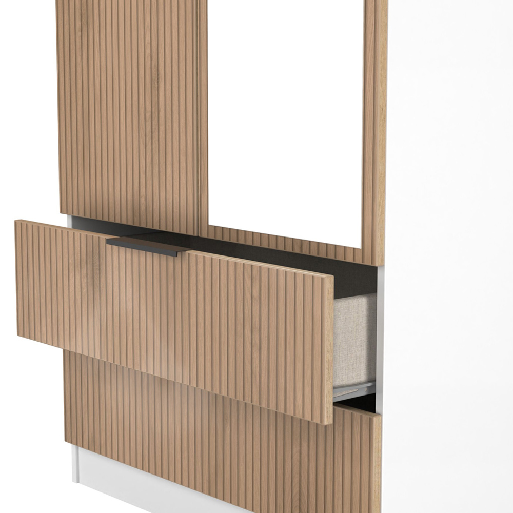 Crowndale Java 2 Door 2 Drawer Slatt Effect and White Mirror Wardrobe Image 6