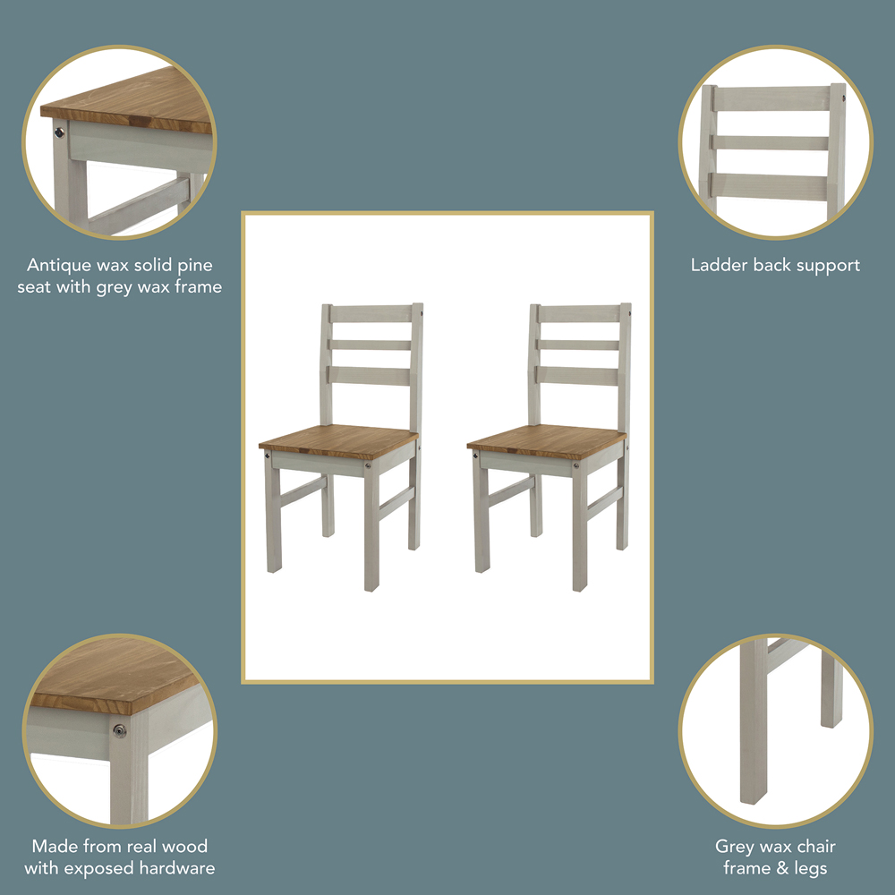 Core Products Corona Set of 2 Linea Grey Ladder Back Dining Chair Image 6
