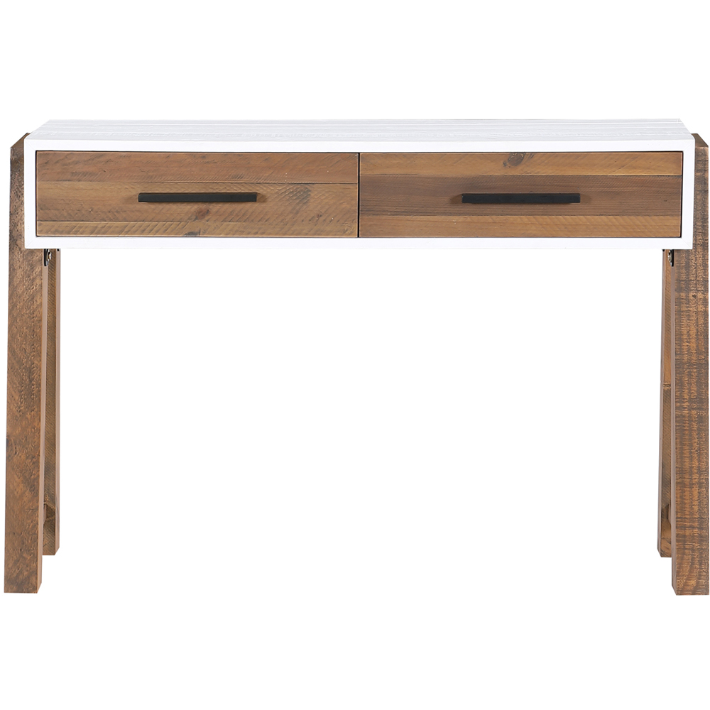 Baumhaus Trinity 2 Drawer White and Brown Open Console Table Image 2