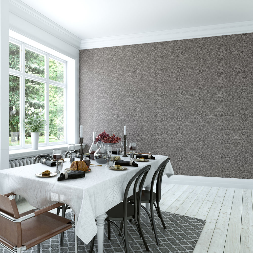 Hoopla Walls Elegance Deco Fan Black Wallpaper Image 2