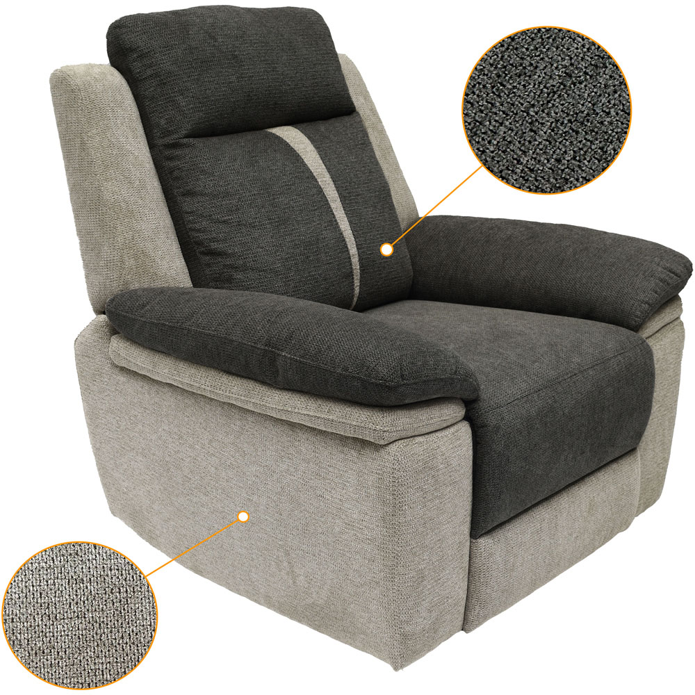 Comfy Living 6 Seater Grey Manual Recliner Sofa Set Image 2