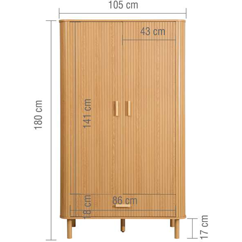 Birlea Axel 2 Door Single Drawer Fluted Wardrobe Image 8
