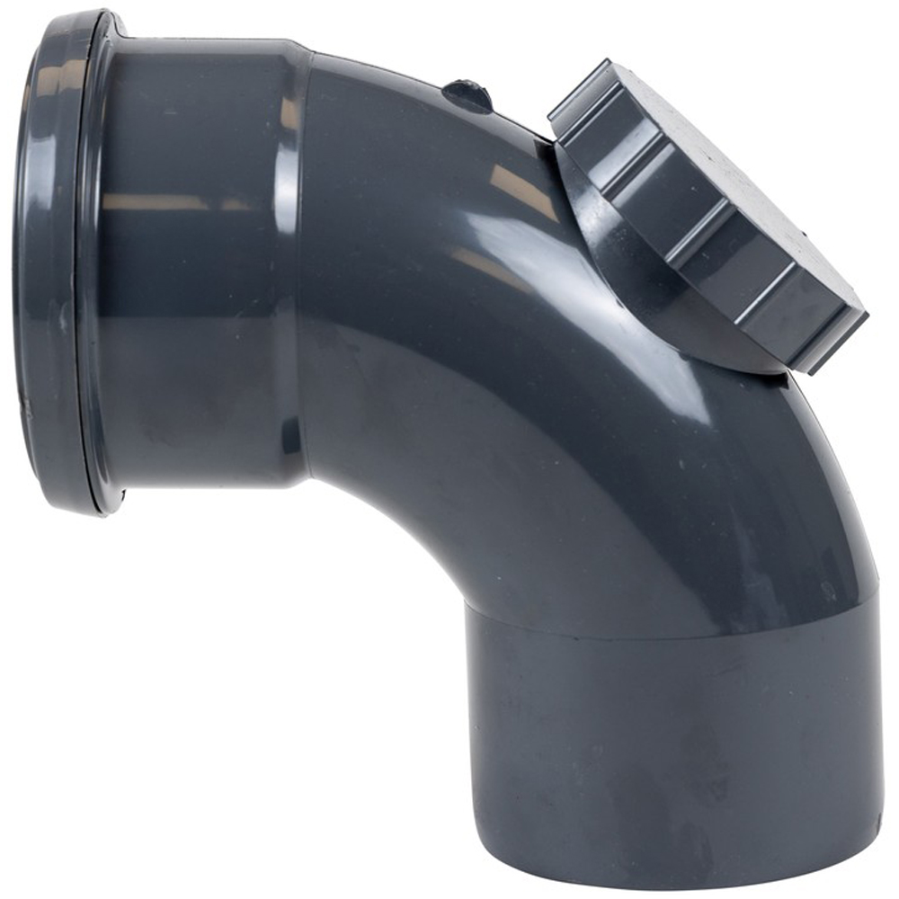 FloPlast Ring Seal Soil 92.5 Degree Access Bend Anthracite Grey 110mm Image 1