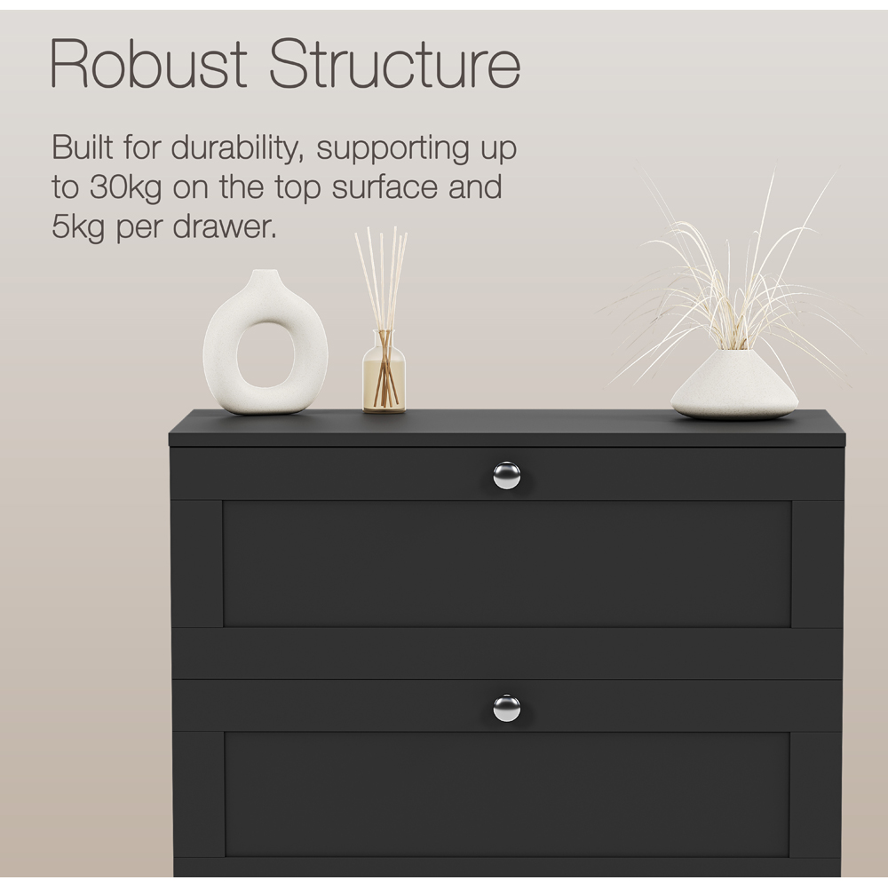 VIDA DESIGNS Altino 4 Drawer Black Shaker-Style Chest of Drawers Image 7