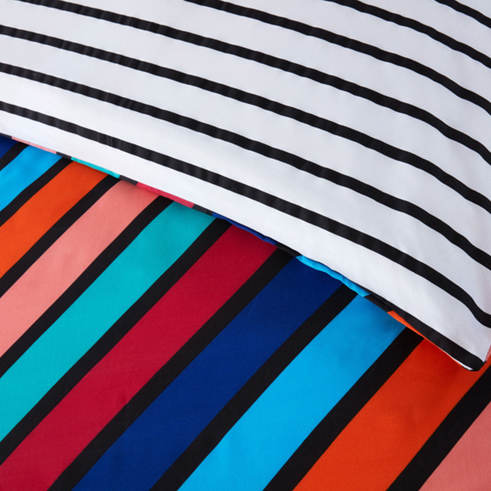 Rapport Home Single Oxford Bright Stripe Microfibre Reversible Duvet Cover Set Image 3