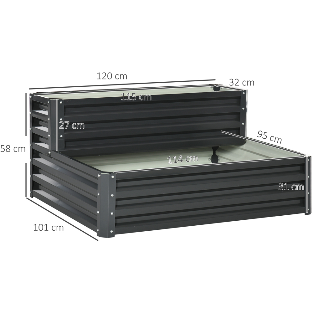 Outsunny 2-Tier Dark Grey Galvanised Steel Raised Garden Bed Planter 58 x 101 x 120cm Image 8