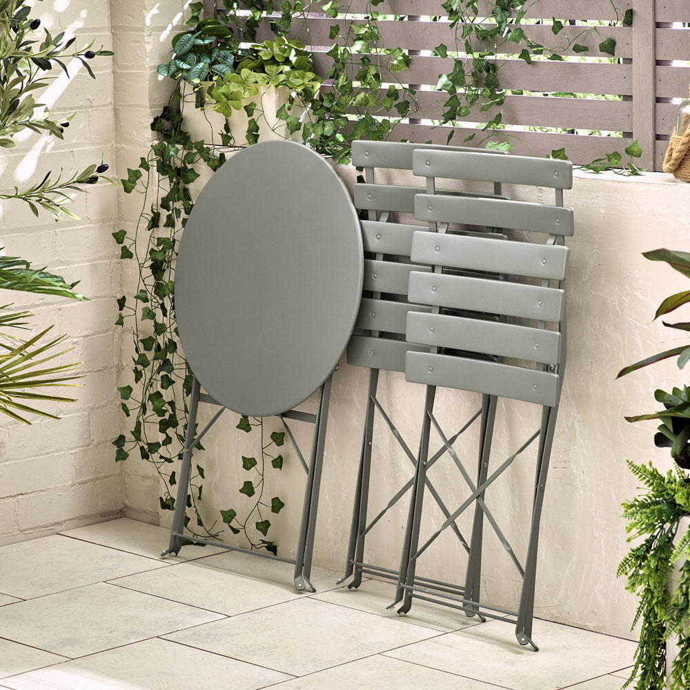 Furniturebox Cruz Metal 2 Seater Outdoor Bistro Set Grey Image 7