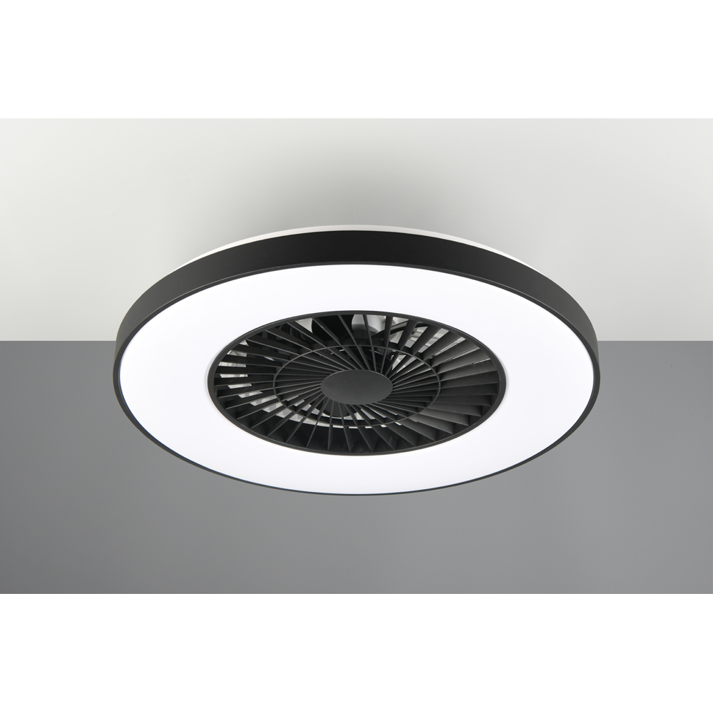 TRIO Halmstad Matt Black and White LED Ceiling Fan Light Image 6
