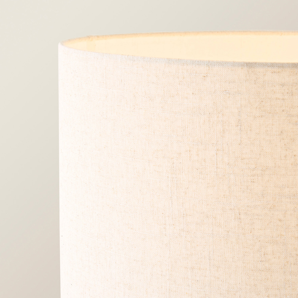 ValueLights Hiru 3 Shelf Linen Drum Shade Black Wooden Floor Lamp with Bulb Image 4