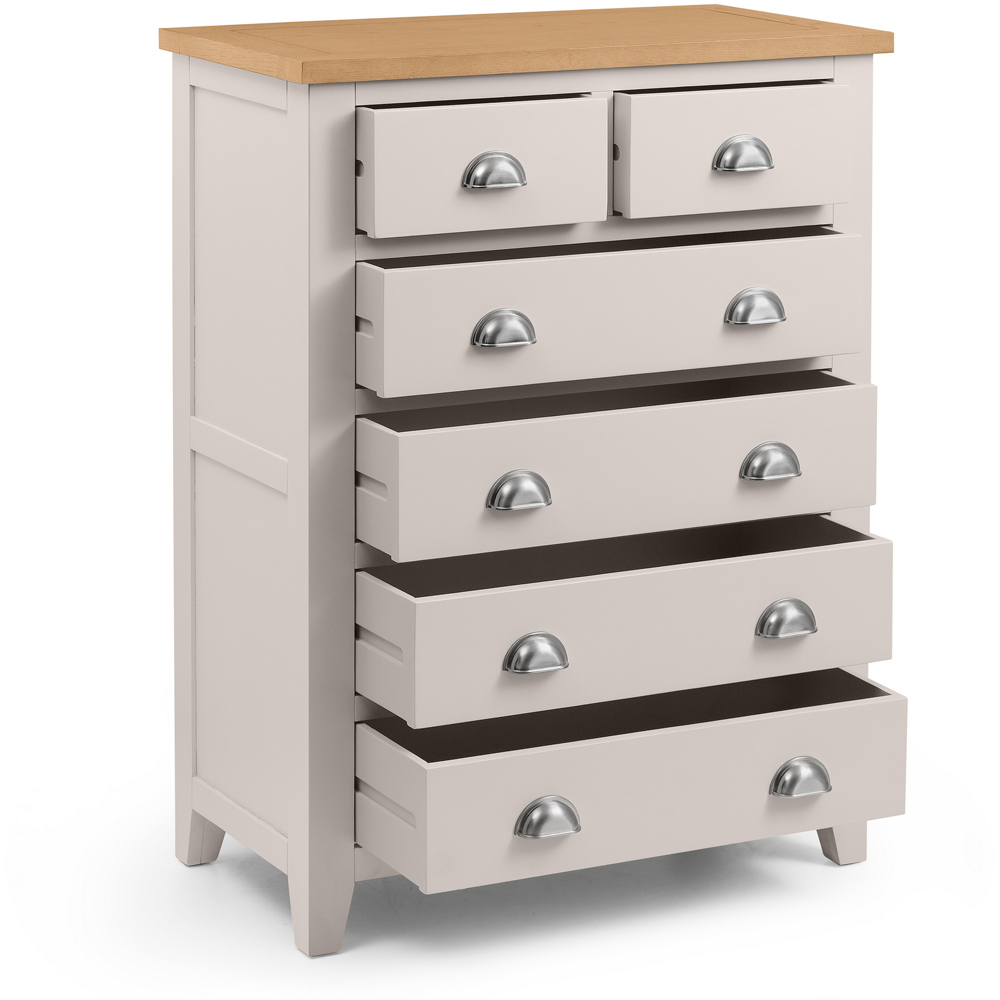 Julian Bowen Richmond 6 Drawer Grey and Oak Chest of Drawers Image 4