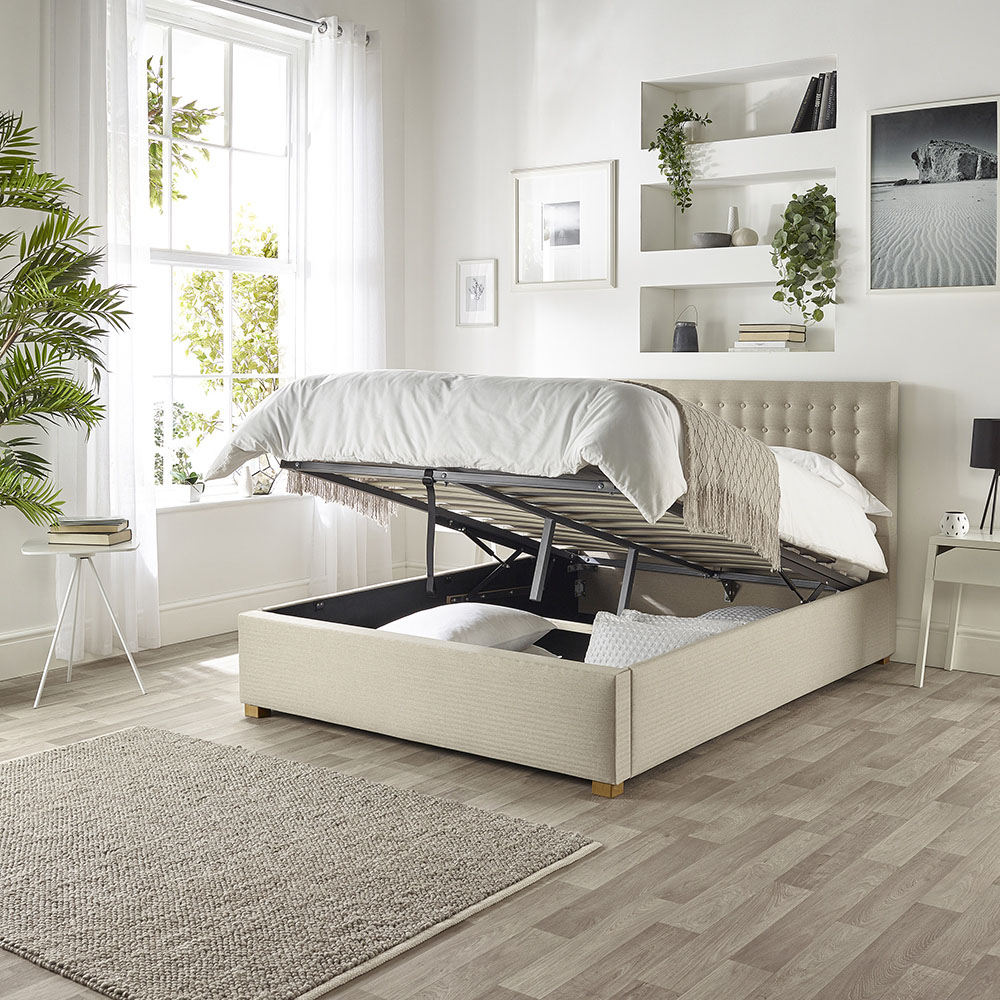 Catherine Lansfield Opulence Single Natural Twill Ottoman Bed Image 3