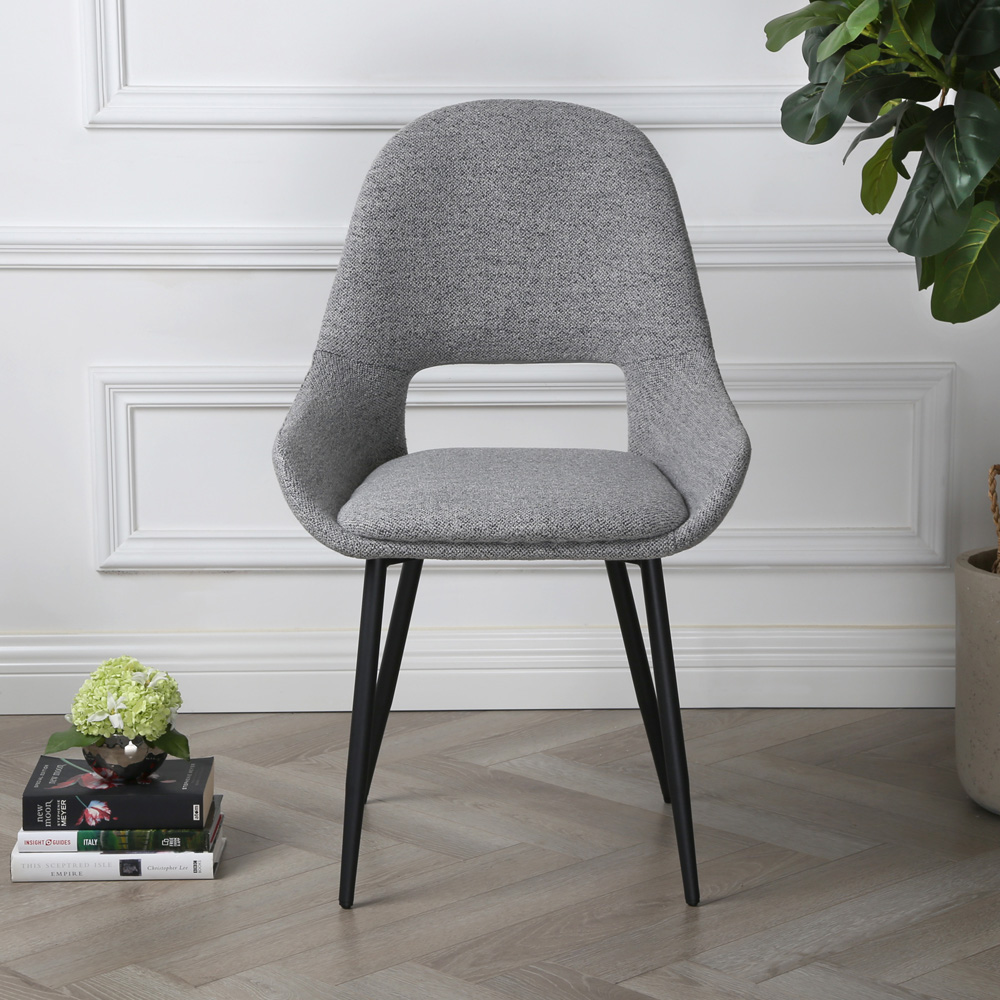 Pebble Set of 2 Light Grey Boucle Dining Chair Image 6