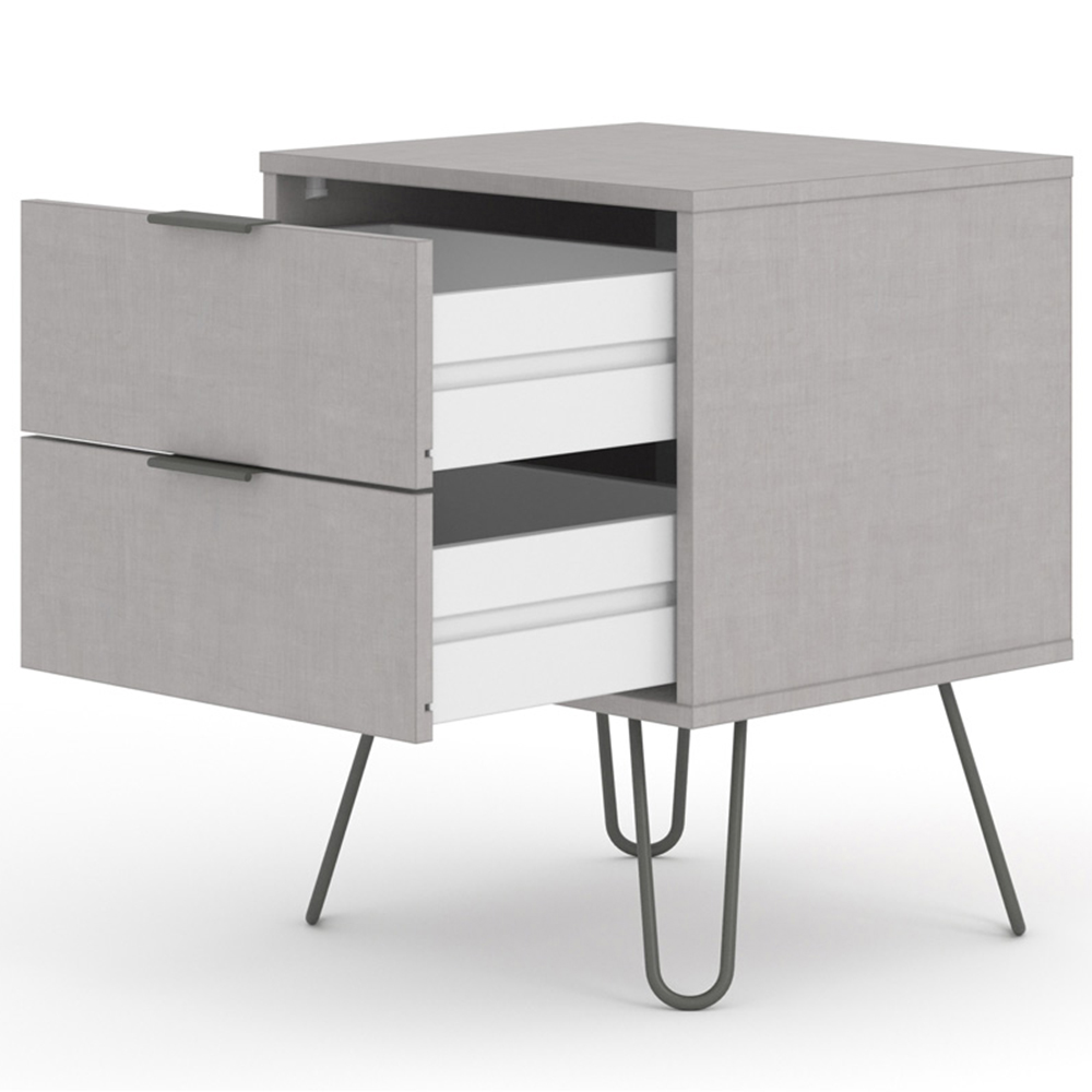 Augusta 2 Drawer Grey Bedside Table Image 4