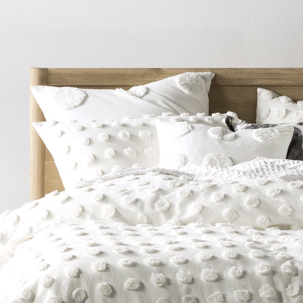 Linen House Haze King Size White Tufted Duvet Cover Set Image 2