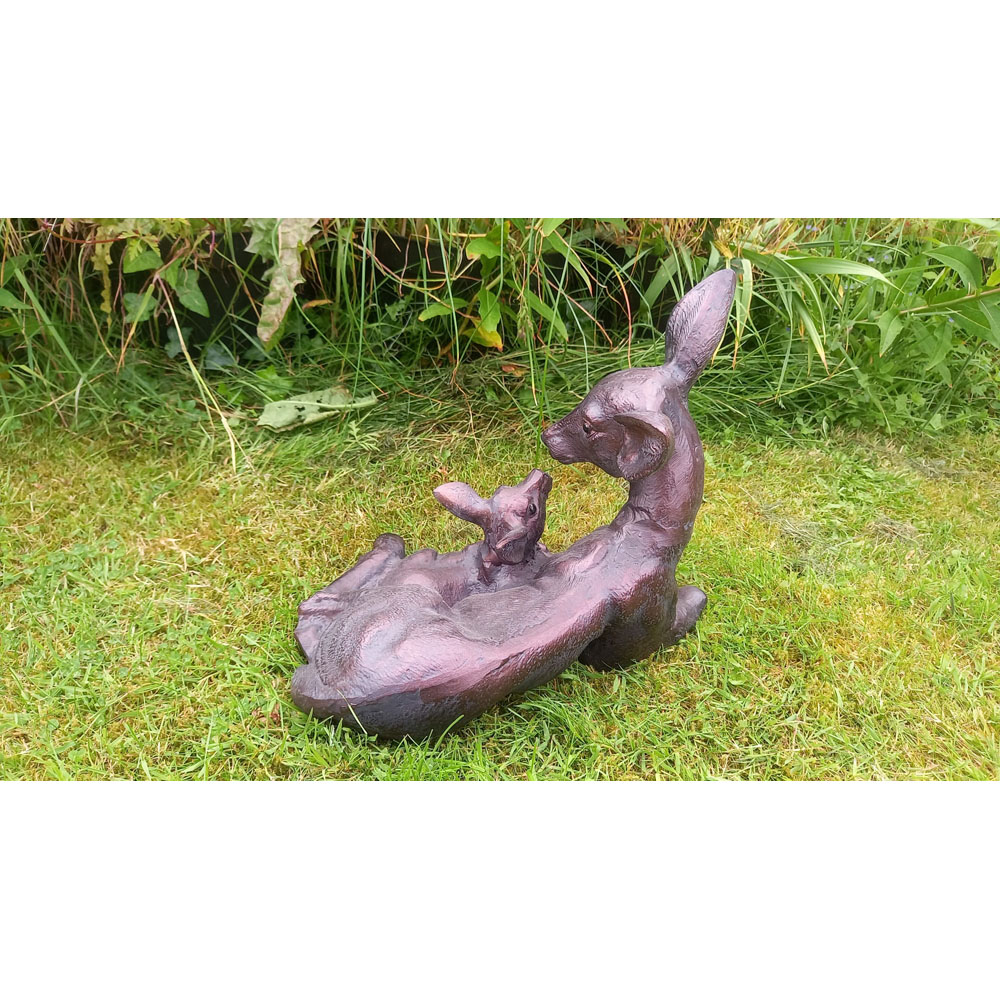 Inspirational Gifting Doe and Baby Fawn Cast Aluminium Garden Ornament Set Image 6