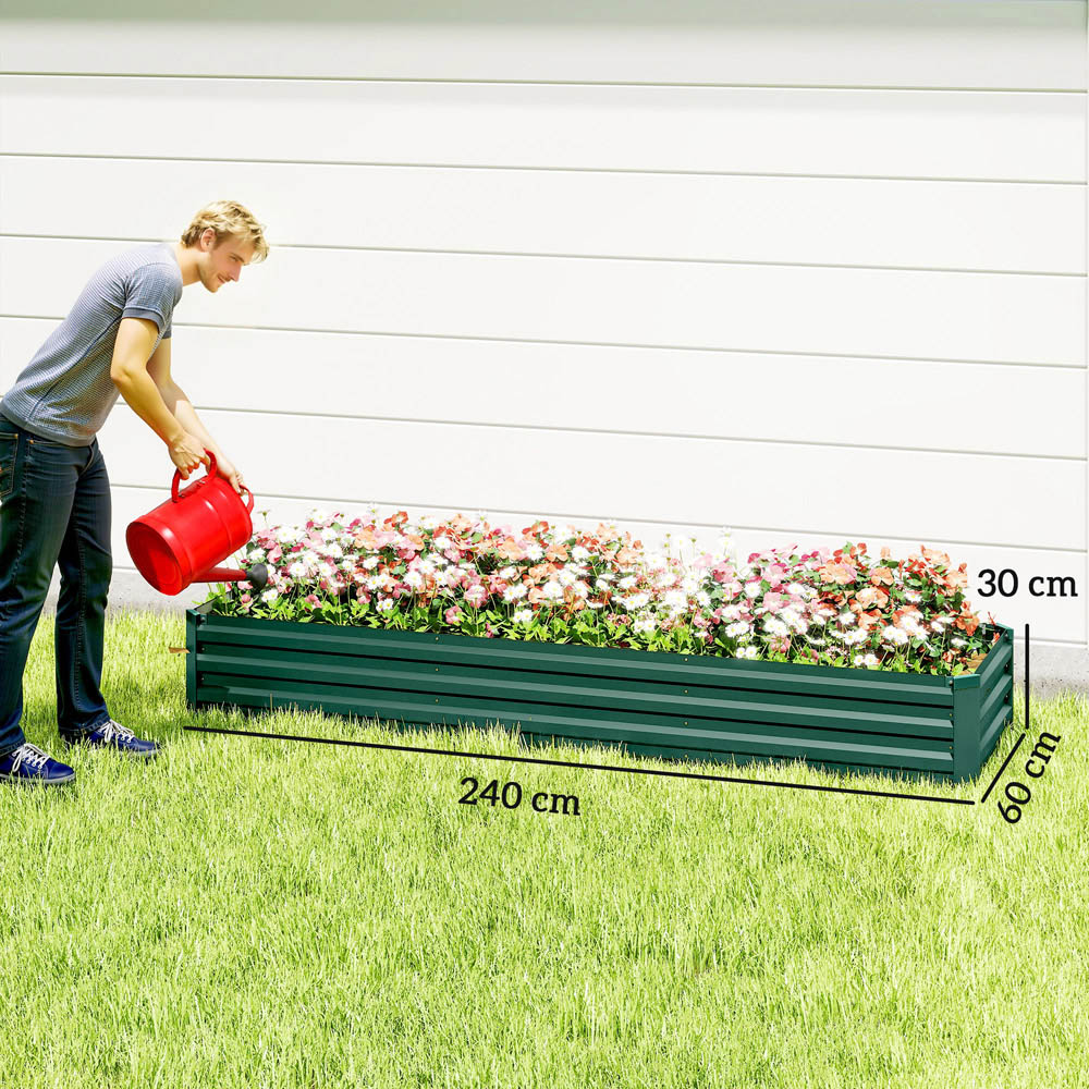 Outsunny Green Steel Galvanised Raised Garden Bed 30 x 60 x 240cm Image 9