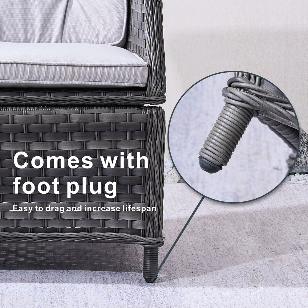 Direct Wicker 2 Seater Grey Rattan Glass Top Bistro Set Image 5