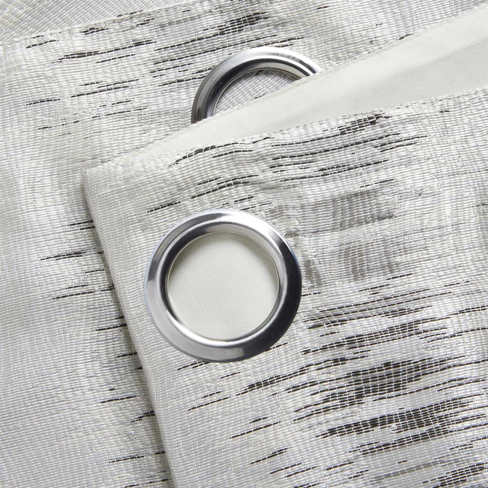 Alan Symonds Flections Silver Jacquard Shimmering Lined Ring Top Eyelet Curtains 228 x 183cm Image 3