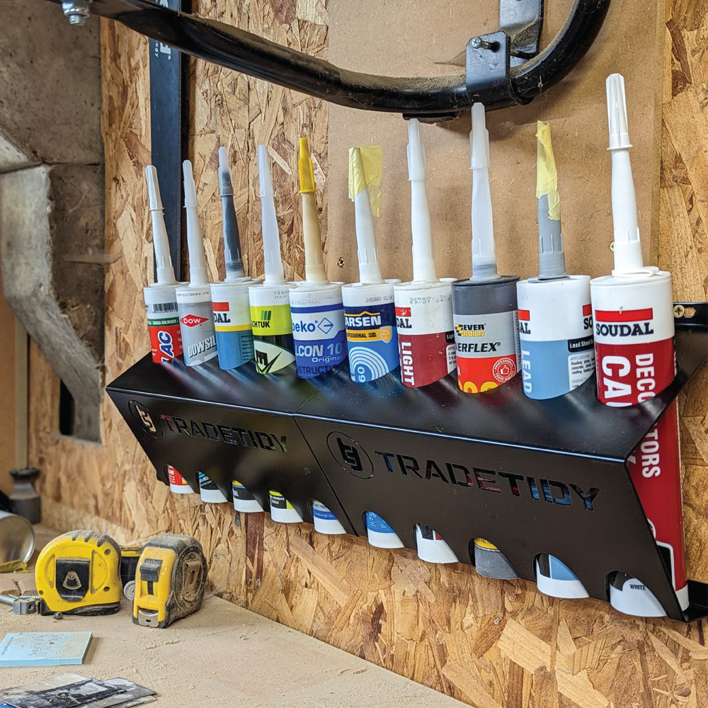 TradeTidy 2 Piece Black Steel Silicone Tube and Wipes Holder Set Image 5