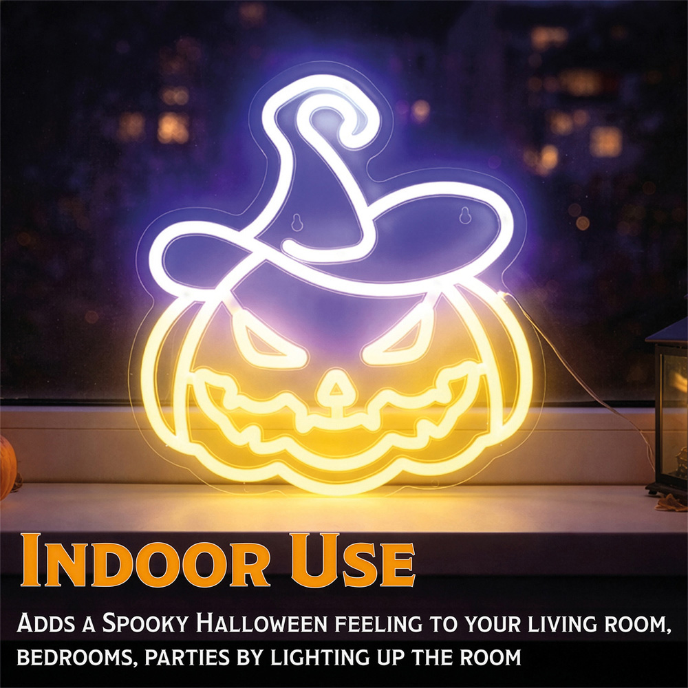 FXLab Pumpkin Silhouette Neon Light Indoor Halloween Decoration 33 x 35cm Image 5